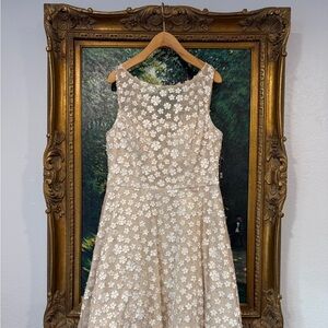 Jessica Howard 3D flower A-line Illusion neck tea length dress. New w/ tags